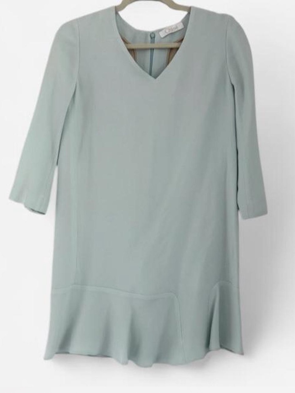 Chloé Soft Mint Green Dress with Flounce Hem